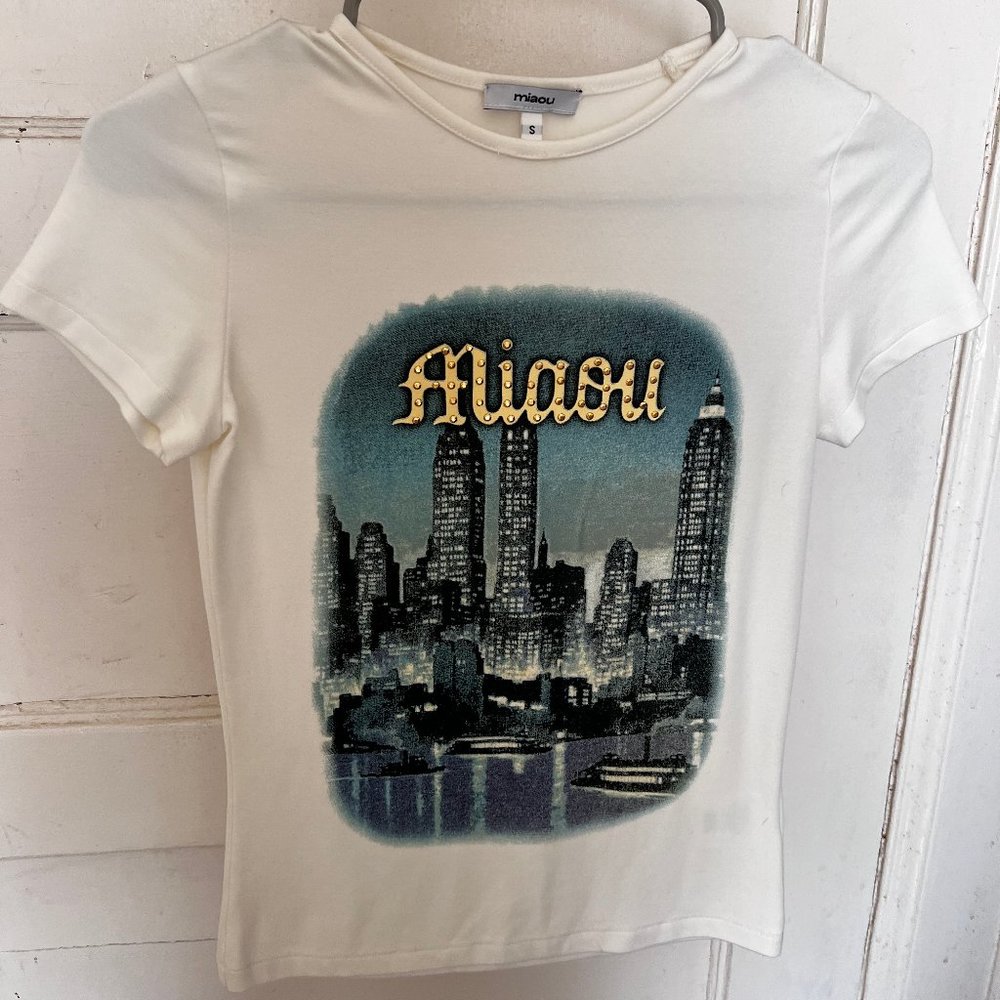 Miaou Mini Skyscraper Print T Shirt